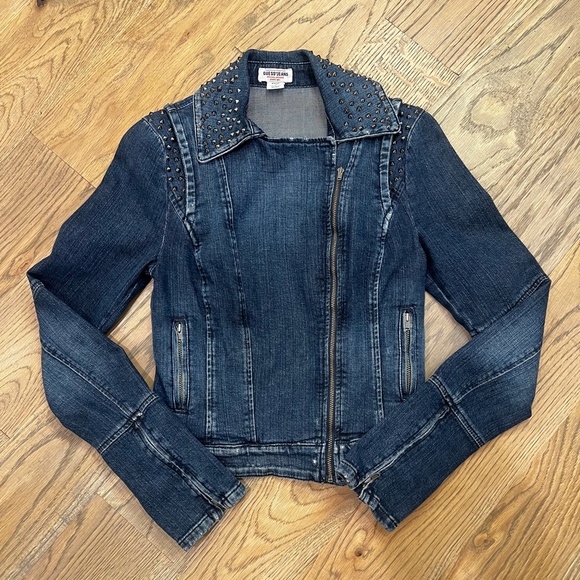 Vintage [GUESS] Americana Studded Denim | Asymmetrical USA Blue Jean Jacket | XS - Picture 13 of 16